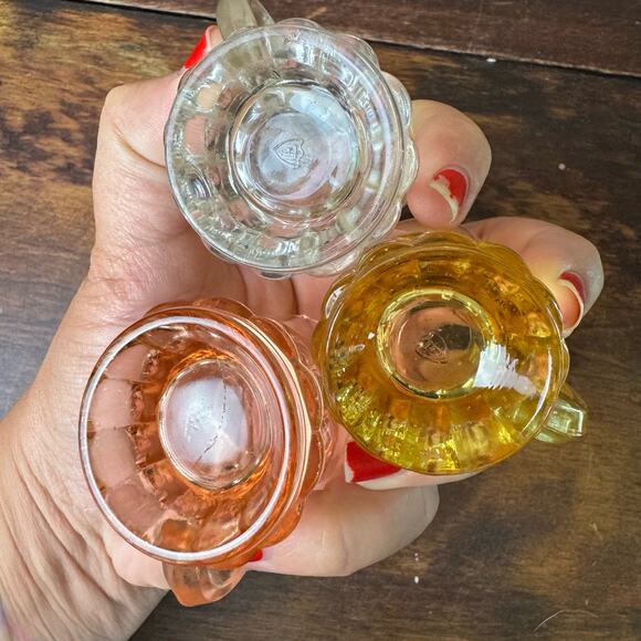 Federal Glass Vintage Miniature Set of 3 Mini Mug Shot Glasses toothpick holders - Picture 4 of 13